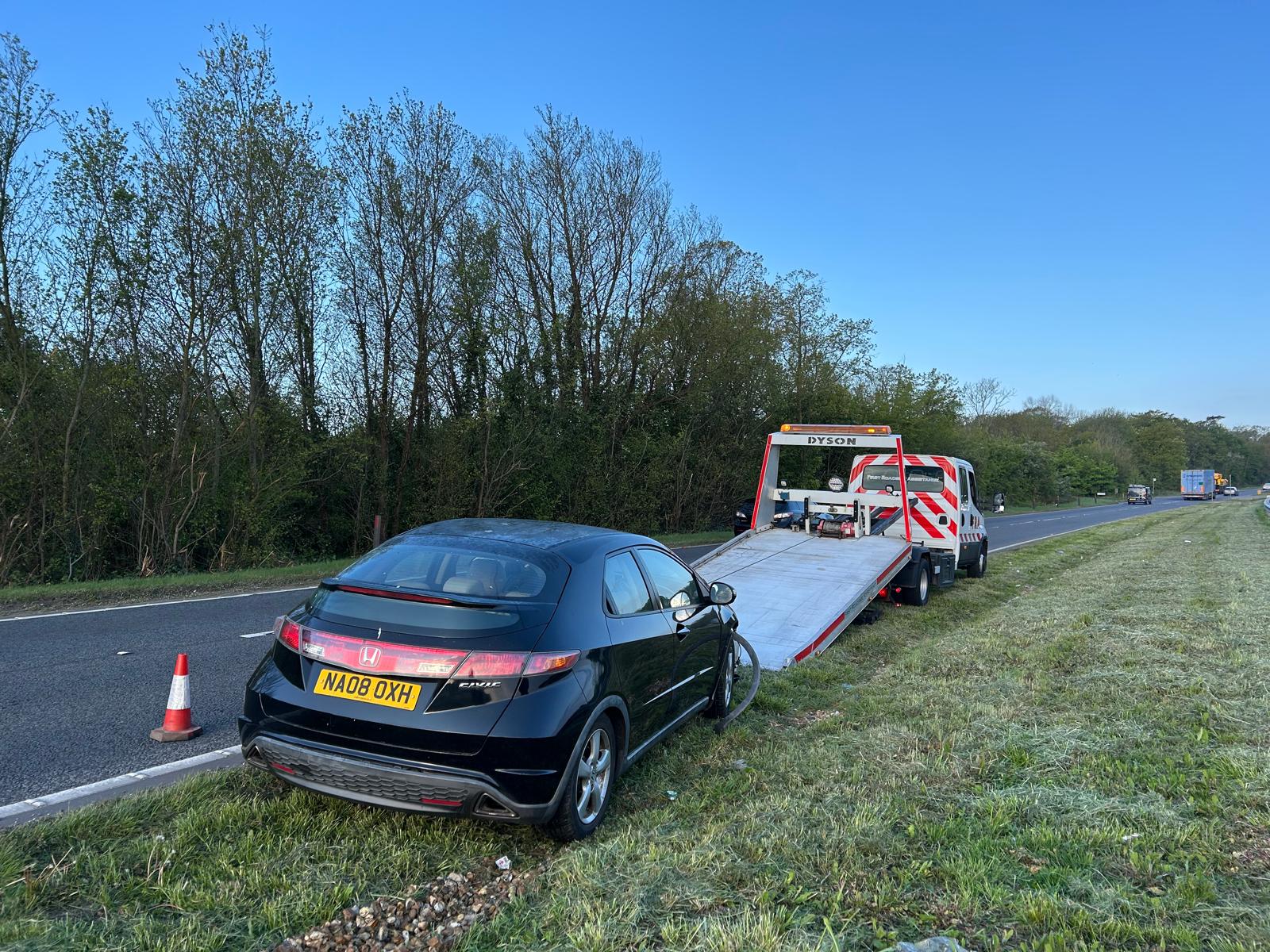 Honda Civic roadside recovery on the A27